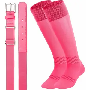 Youth Adult Baseball Socks and Belts Combo, Adjustable Elastic Softball Belts and Socks for Boys Mens and Grils