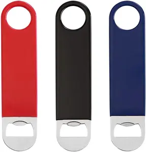 3 Pack Bottle Openers,Beer Bottle Openers, Speed Openers, Stainless Steel Flat Bottle Opener with Exquisite Packaging, for Kitchen, Bar or Restaurant 7 inches Red, Black, Blue