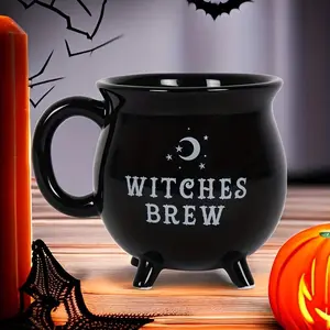 Halloween Magic Witch Crucible Mug, Witch Potion Ceramic Coffee Tea Cup, Perfect Halloween Gift for Witches & Wizards, Unique Party Favor