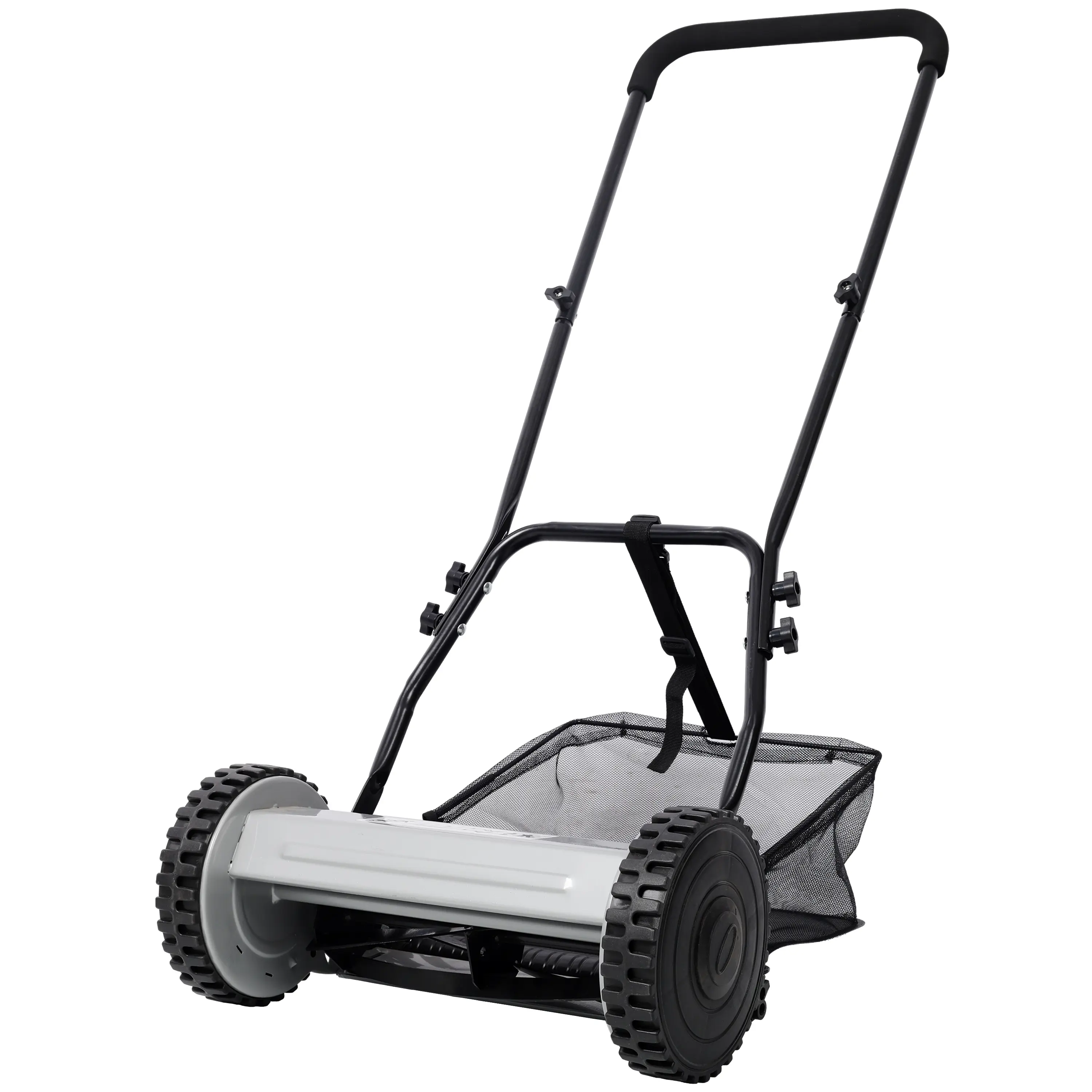 Professional 14-in Cutting Width 5-Blade Reel Lawn Mower, Manual Push Mower with Grass Catcher, Adjustable Blades for Precision Lawn Care, Reel Mower