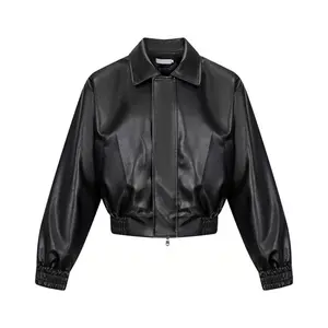 Men's Faux Leather Jacket - Gooner Eat Sleep Goon Repeat Malcolm Todd Themed, Spring Autumn American Style, Short Padded Shoulder, Loose Retro Long Sleeve Plain Tops, Menswear