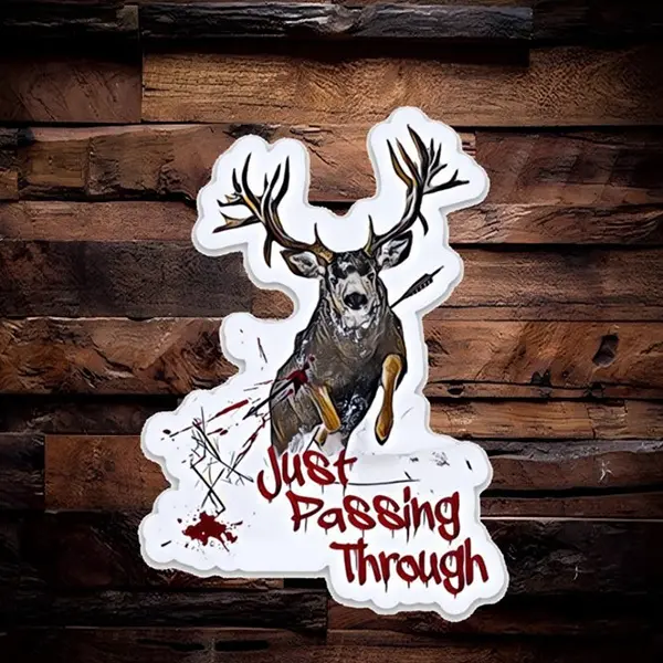 Passing Through Mule Deer Sticker, Vintage Mule Deer Hunting Decal, Wildlife Nature Scene Vinyl Sticker For Trucks, Coolers, Water Bottles, Rustic Hunter Gift, Outdoorsy Elk Deer Decor