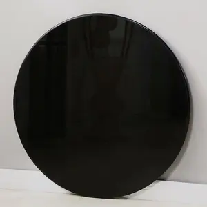 20"-38.6" Round Tempered Black Glass Table Top | 1/2 Inch Thick Beveled Edge | Durable Scratch-Resistant Surface | Replacement Dining/Office/Home Decor