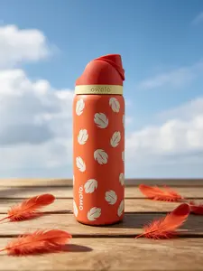 Owala 32oz Vacuum Thermal Cup, Red Feather Pattern Kitchen Drinkware