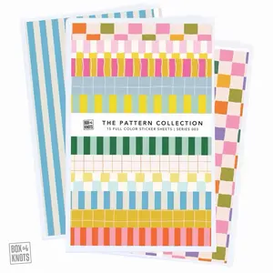 The Pattern Collection | Series 003 | Boxes & Lines | Funky | Vibrant | Full Sheet Sticker Collage Adhesive | Scrapbooking and Journaling | Matte Decorative Junk Journaling Decor | Scrapbooking