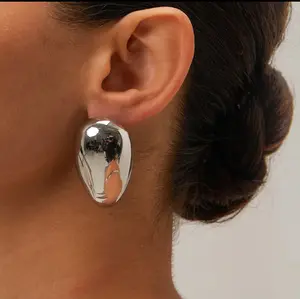 Zuni Oval 18kGold Plated Stainless Steel Earring by Luxurylooks