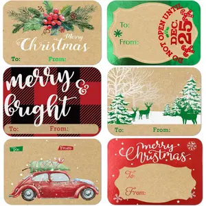 80-Count Foil Kraft Christmas Sticker Tags - 8 Jumbo Designs, Printed Christmas Labels, Write-On Labels for Holiday Gift Labeling (Home & Festive Party Decor Supplies)