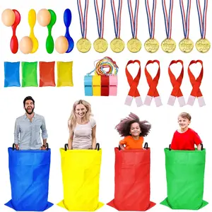 Potato Sack Race Bags - Sack Race Bags for Adults and Kids, Bean Bag Toss Game, 3 Legged Relay Race, Egg Spoon Game, Carnival Outdoor Lawn Game for Easter Halloween Christmas Birthday Party