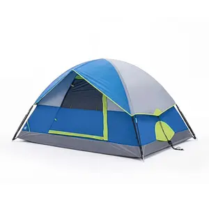 2 Person Waterproof Camping Tent with Rainfly, Easy Setup Dome Tent with Mesh Windows & Skylights, Lightweight Portable Tent for Outdoor Camping, Festivals & Backyard, Blue