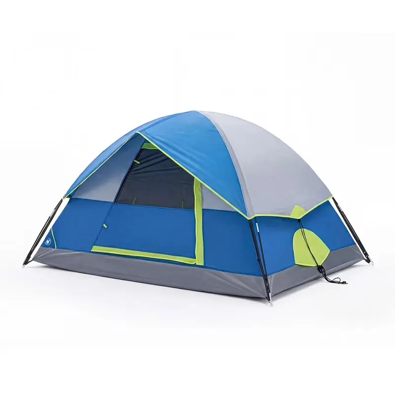 2 Person Waterproof Camping Tent with Rainfly, Easy Setup Dome Tent with Mesh Windows & Skylights, Lightweight Portable Tent for Outdoor Camping, Festivals & Backyard, Blue