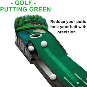 Golf Putting Mat - Golf Accessory, Indoor Practice Putting Green with Training Aids & Obstacles, Perfect Golf Gift for Beginners