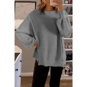 Waffle knit Bishop Sleeve Side Split Top