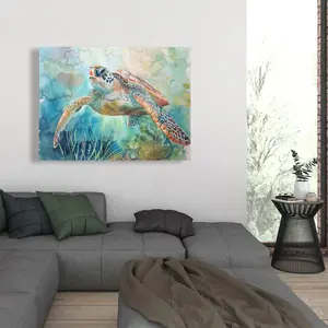 360 stand Gray Turtle Artistic Wall Art Decor - 36x48 in. Artwork Print, Home Decor for Stylish Room Interiors, Home Supplies Posters & Prints, Decoration, 36" X 48", Animals