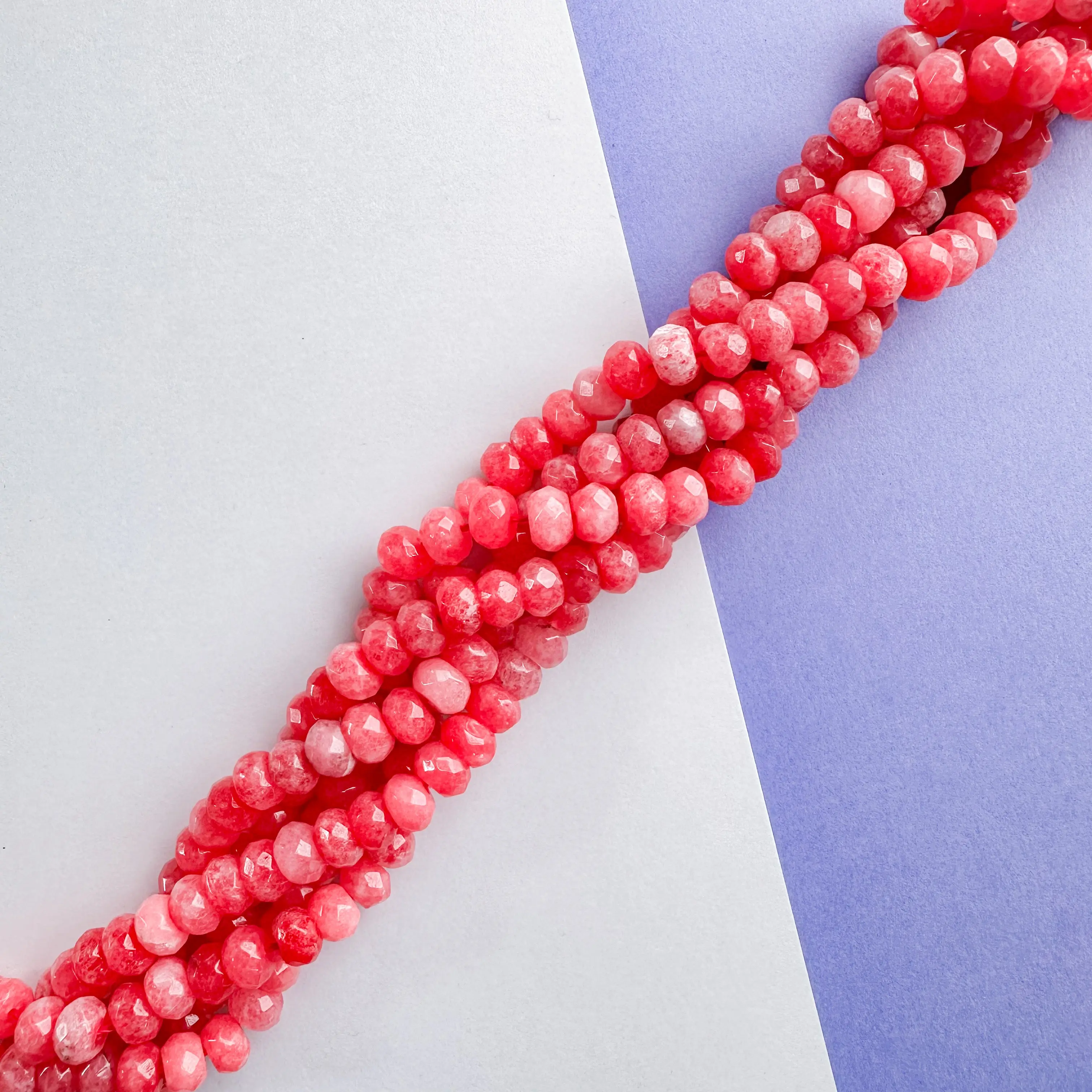 8mm Hibiscus Pink Dyed Jade Faceted Rondelle Strand
