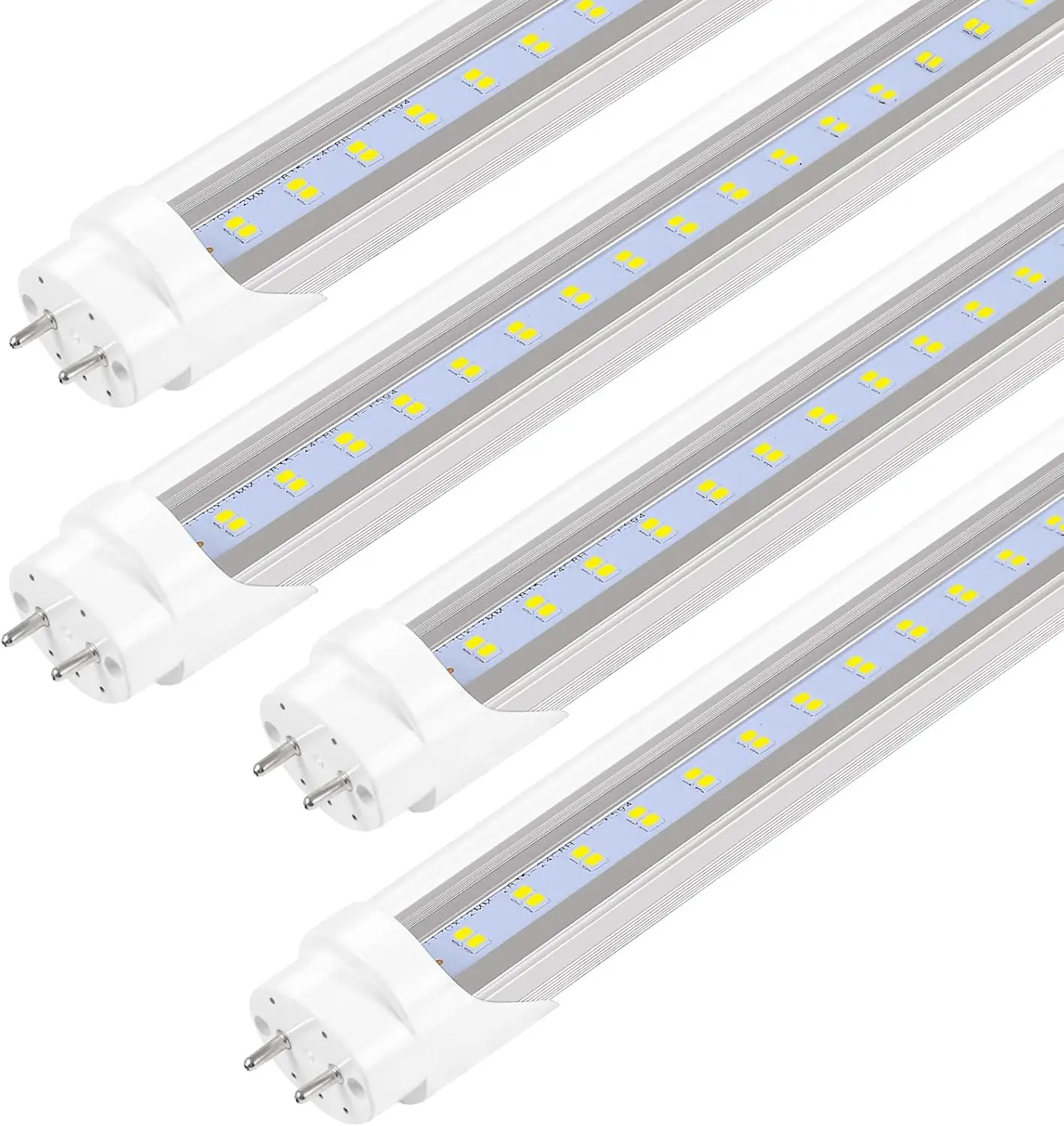 Fluorescent Light Bulbs 48 inch T8 LED Bulbs 4 Foot Type A+B,24W 3200LM 6500K Clear Cover Super Bright,Single and Double End Powered,T8 T10 Fluorescent Bulbs Replacemen