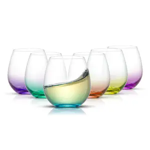 Hue Colored Stemless Wine Glasses, 15 oz