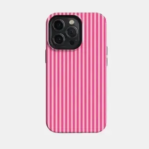 Striped Pink on Pink Tough Phone Case, iPhone 16 15 14 13 12 11