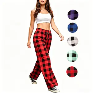 Women's Plaid Print Drawstring Lounge Pajama Pants Sleep Pants,  Pajamas,Pajama Set