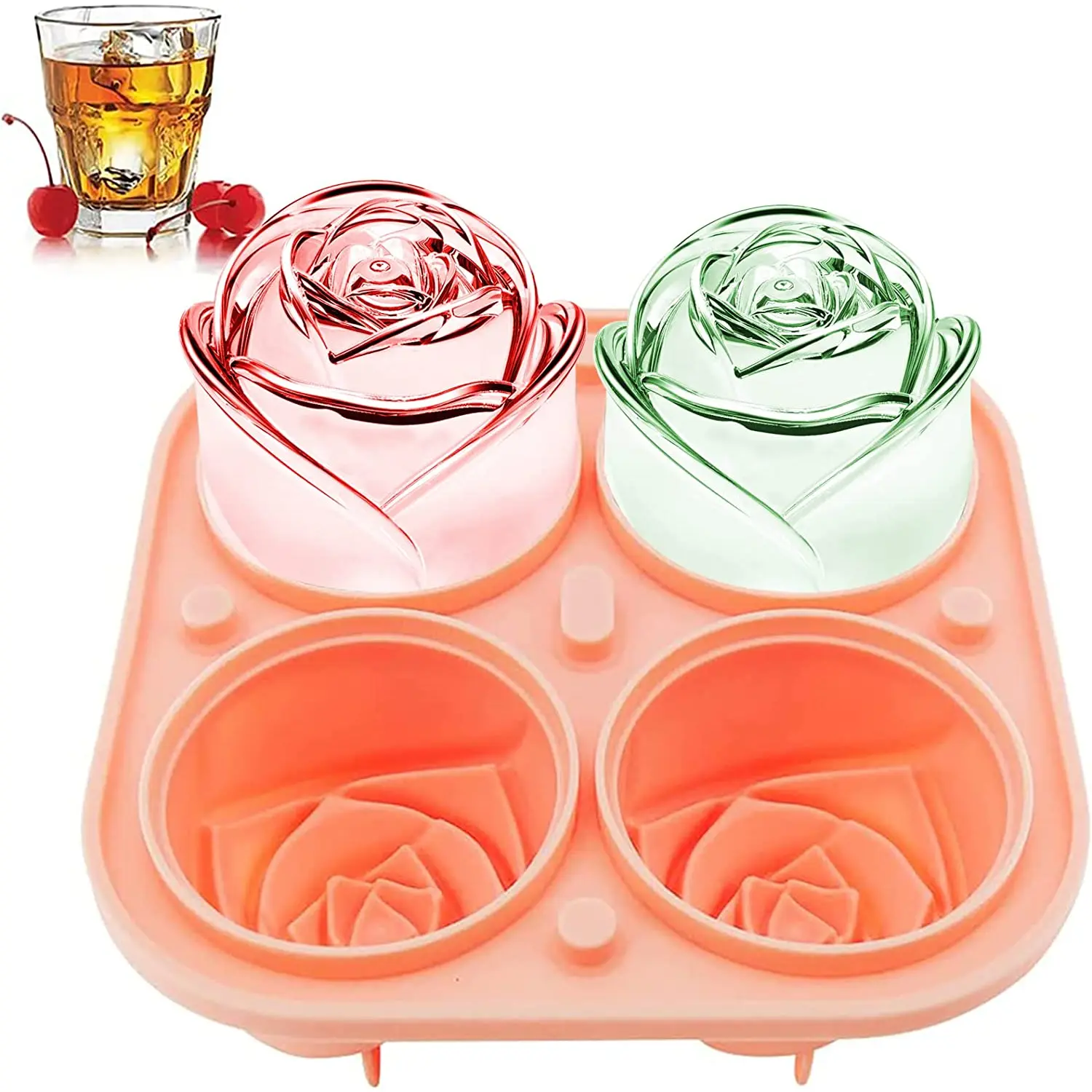 ChillCraft 3D Rose Shaped Ice Molds Ice for Cocktails Juice Whiskey Bourbon and more