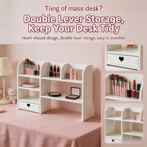 Heart-Shaped Desktop Storage Rack, Multi-Layer Bookshelf, Bookshelf with Drawers, Space-Saving Organizer, Easy Assembly, Ideal for Books, Cosmetics, Office Supplies