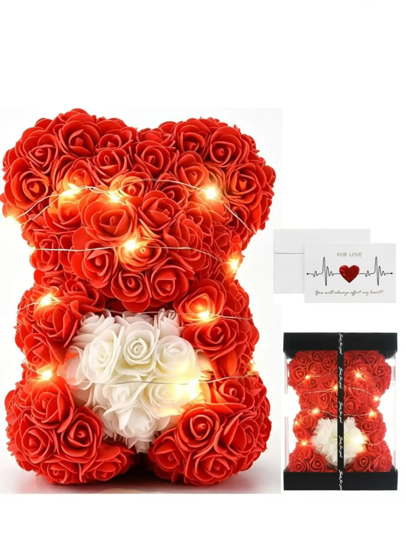 Creative Pe Rose Flower Bear Gift Box, Halloween Mother's Day Graduation Decoration, Realistic Foam Flower Ornament, Perfect Holiday Present