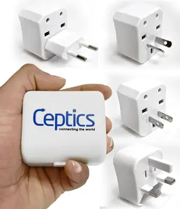 Ceptics 3pc International Travel Plug Adapter Kit (White), Non-grounded (UP-3K-WHT)