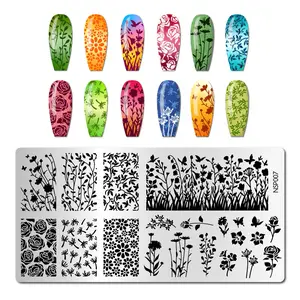 1pc Nail Art Stamping Plate Silhouette Flower Wildflower Dandelion Floral Design Spring StampTemplates Set Nail Plates Stamping for DIY Print Manicure Salon Design Gift Roses Daisy
