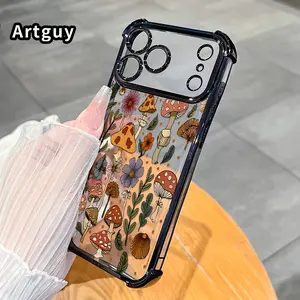 Fashion flower mushroom Mobile Phone Case for iPhone 17 16 Pro Max 15 Plus 14 13 12 11 E Air Four Corner Anti-drop Shockproof Non-slip Silicone Transparent Protective Cover