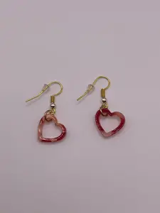 Gold Dangle Heart Earrings, Cute Resin Heart Multicolor Lightweight Earrings