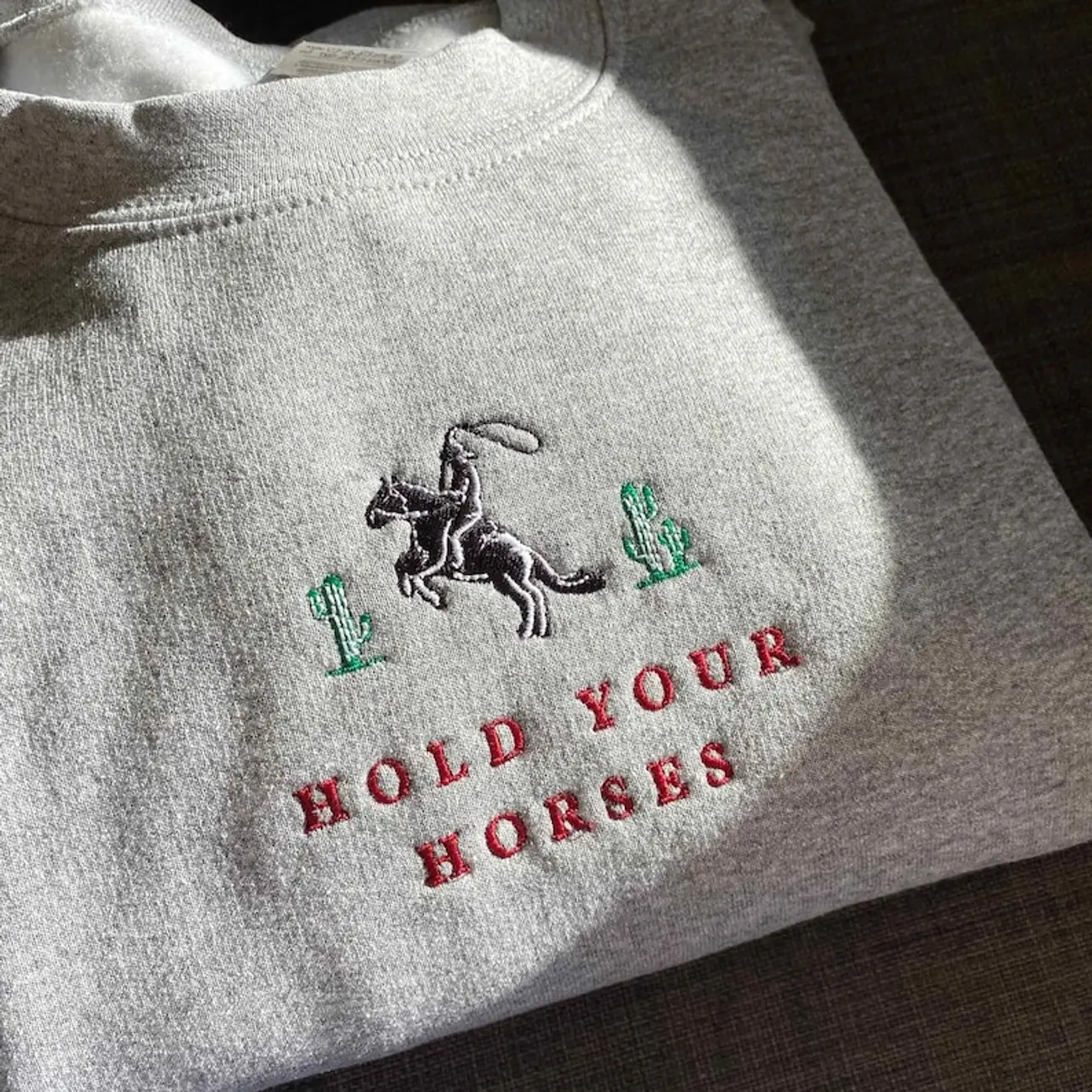 Hold Your Horses | Western Sweatshirt, Cowboy Crewneck, Rodeo Embroidered, Unisex, Trending  E