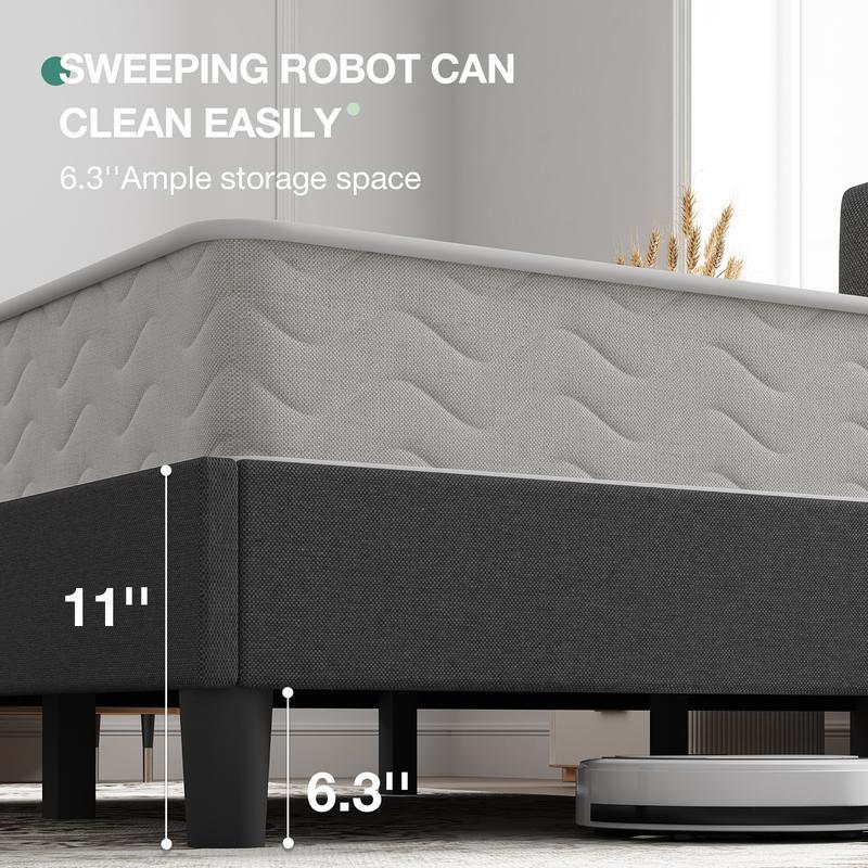 Bed Frame Upholstered Platform Full/Queen/King Bed Frame with Adjustable Headboard, Strong Weight Capacity, No Box Spring Needed, Easy Assembly, Grey Modern Unique Bedroom Furniture