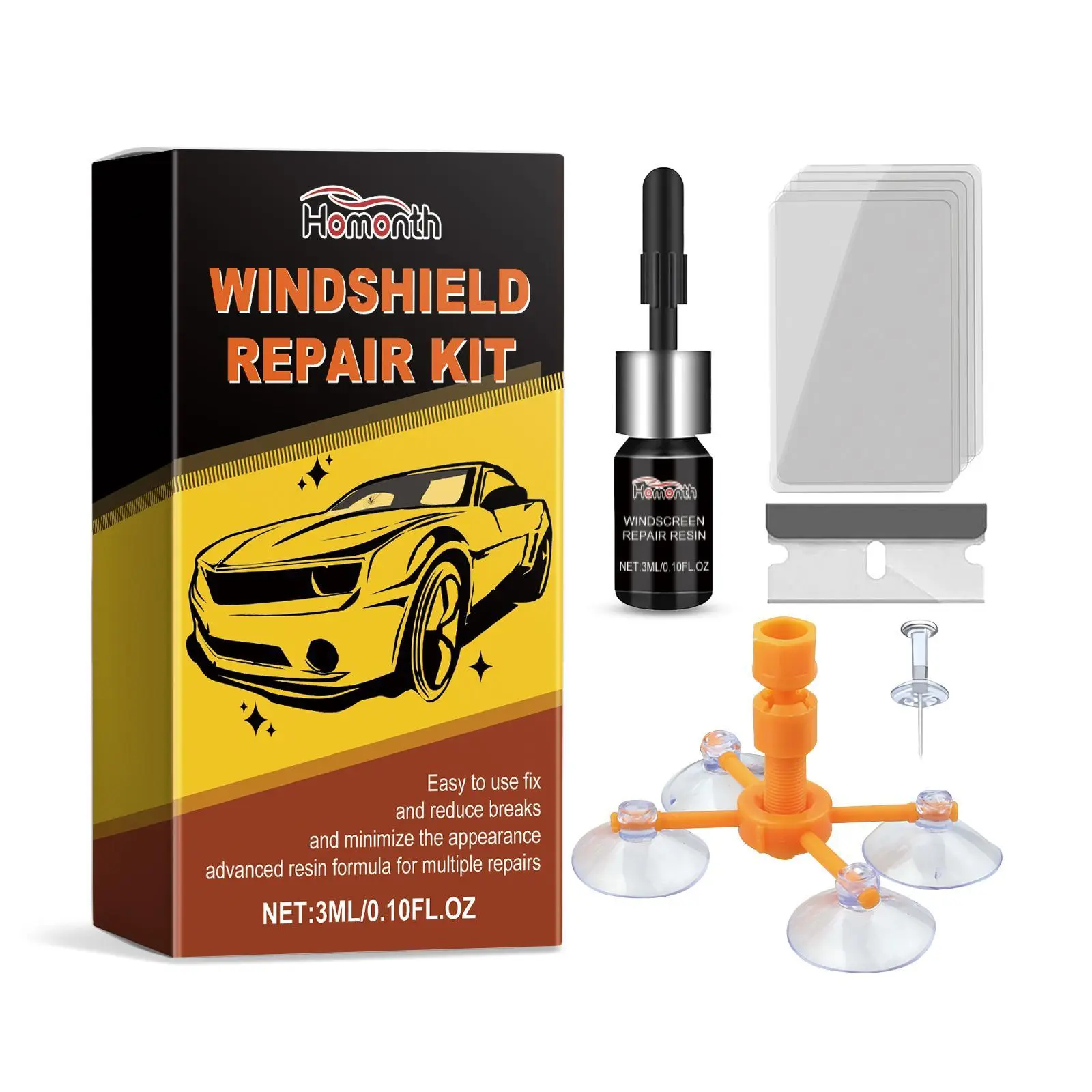 Homonth Windshield Repair Kit, Automotive Windshield Repair Fluid Retreads Glass Cracks Homonth Windshield Repair Kit, Automotive Windshield Repair Fluid Retreads Glass Cracks