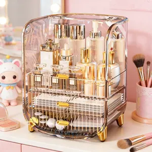 Luxury Cosmetic Storage Box, Large Capacity Drawer Organizer, Multi-Compartment Design, Makeup Skincare Holder for Girls Dormitory Home Use