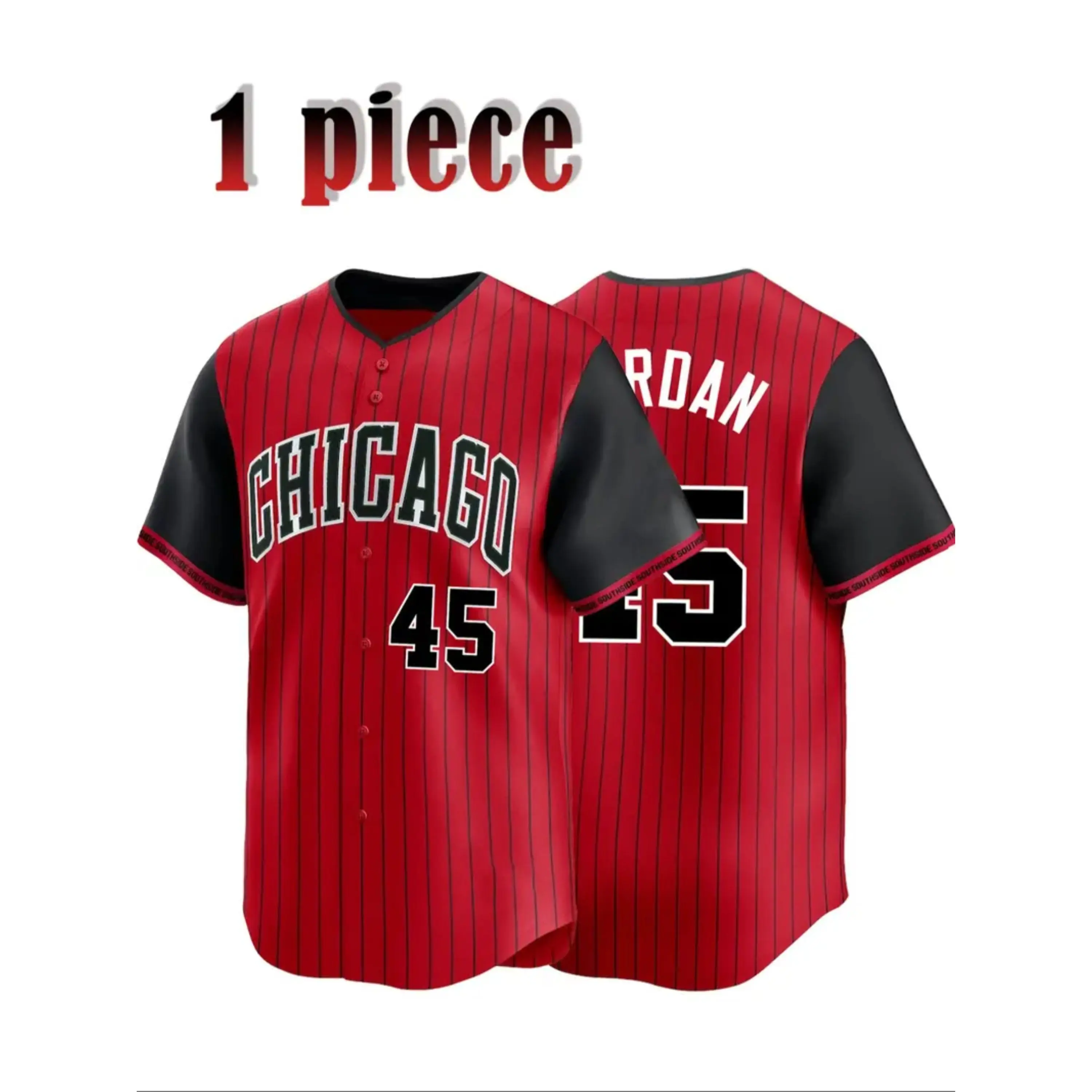 Men's #45 Embroidered Button-Front Casual Baseball Jersey, Regular Fit Short Sleeve V-Neck Top for Daily Wear & Sports, All Seasons