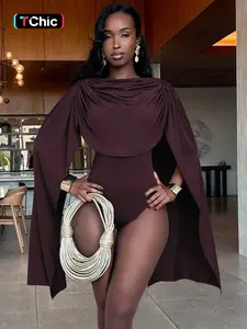 Women's Solid Color Long Sleeve Snap Closure Crotch Bodysuit, Elegant Minimalist Fashion Casual Bodycon Bodysuit for Daily Outdoor Wear, Women Clothing for All Seasons, Womenswear