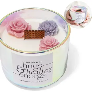 Sympathy Gifts for Loss of Loved One – Hugs and Healing Energy Sympathy Candle, 12oz Crackling Wood Wick Candle with Natural Soy Wax, Memorial & Grief Gift, Get Well Soon Gift