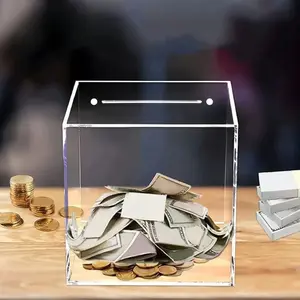 Saving Challenge Box, Clear Acrylic Piggy Bank, Un-openable Money Saving Box, Unbreakable Coin Cash Container Box, Cash Coin Jar for Teens Boys Girls Toys, Gift