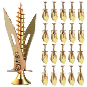 40/100/200 Pcs (0.47X1.18inch) Self Drilling Anchors Screws  Upgraded Drywall Anchors with Screws for Easy Application No Drill or Holes in Wall ，Hardware