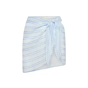 South Beach Sarong - Ice Stripe Crinkle Linen