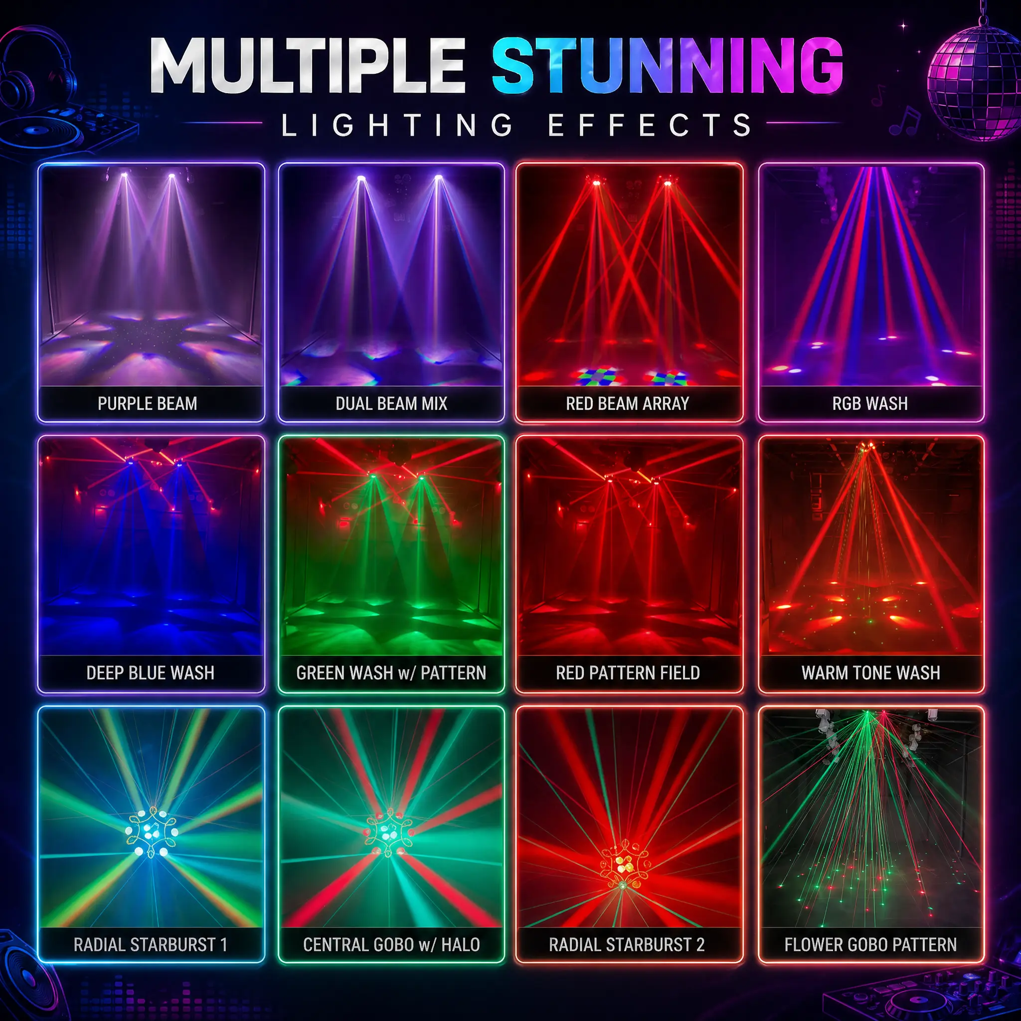 XNK Mother's Day 200W Moving Head DJ Light –12 Arms RGBW LED, 4‑in