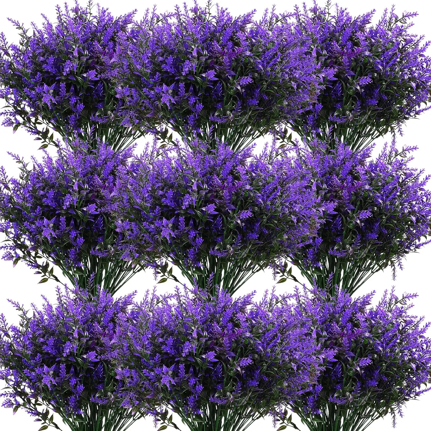 Artificial Lavender Flowers - 40 Pcs Artificial Flowers for Outdoors Faux Lavender Plants Uv Resistant Plastic Purple Fake Flower for Outside Indoor Porch Patio Window Planter Bouquet Decor