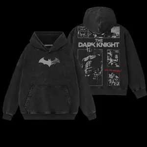 [Limited Drop] The Dark Knight - The Gotham HeroVerse Comic Edition Double Printed Oversize Lightweight Acid Washed Tee Hoodie Sweater TV Series Graphic Design Top Cotton Streetwear Comic Superheroes T-Shirt Crew Neck Clothes Menswear Womenswear