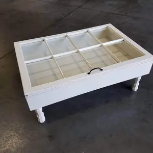 8 pane wood window coffee table shadow box
