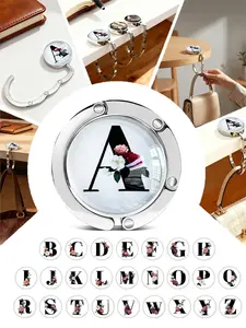 Handbag Holder, Foldable Folding Zinc Alloy Purse Hook with Letters A-Z, Table Hook Holder, Better Protection and Display of Your Bags, Women's Gift, Valentine's Day Gift, for Offices/Restaurants/Cafes/Outdoor