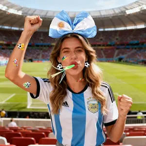 2026 World Cup Fan Accessories Set National Flag Bow Headbands Soccer Themed Stickers Buttons Earrings Cheer Supplies for Match