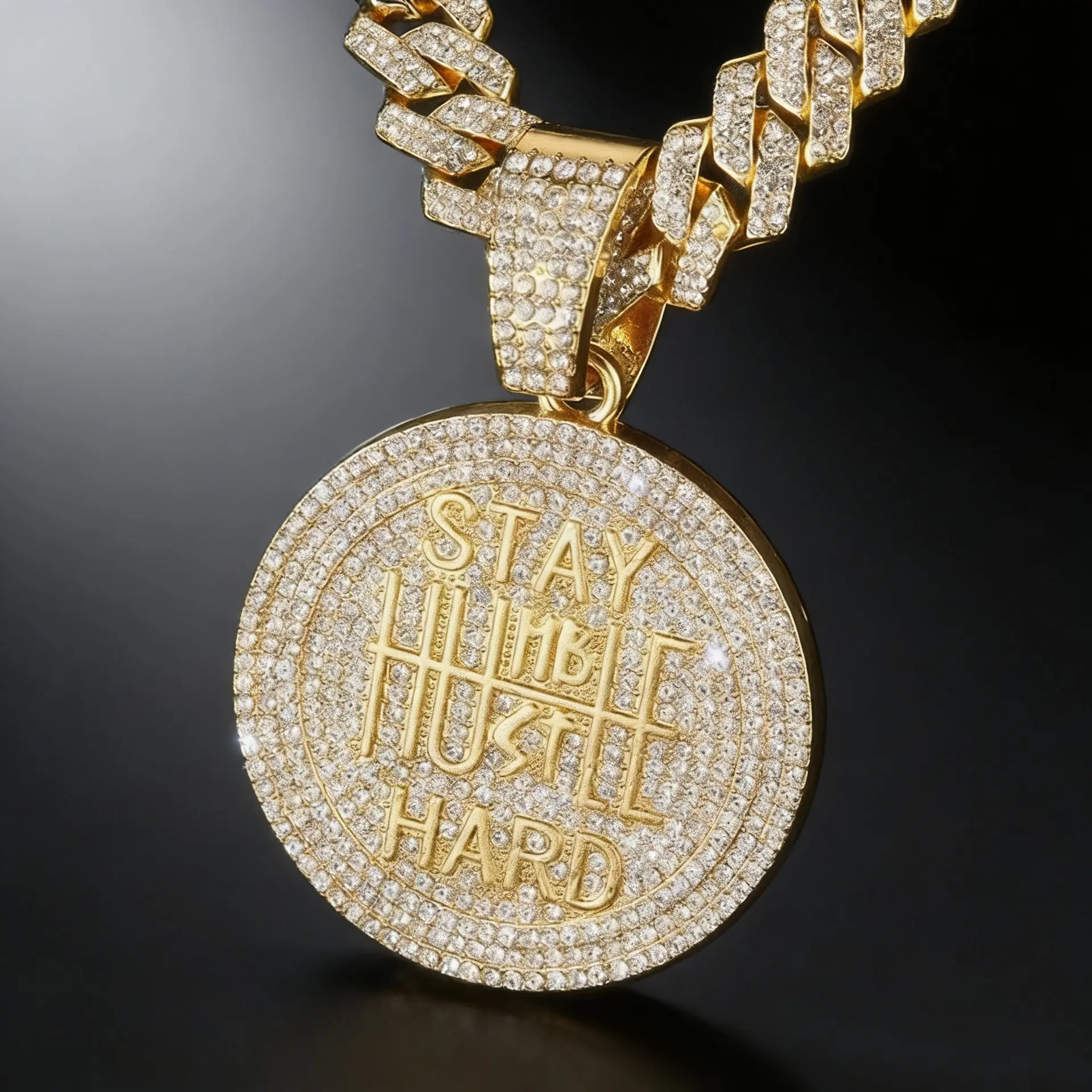Men's Unisex Iced Out Geometric Pendant Hip Hop Necklace - Long Metal Coated, Daily Trendy Costume Fashion Accessory