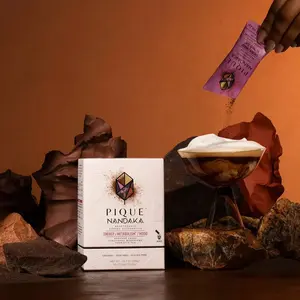 Pique Nandaka Adaptogenic Coffee Alternative - Organic Vegan Non-GMO 10.2oz Sachets with Ceremonial Cacao & Functional Mushrooms - 28 servings in each carton