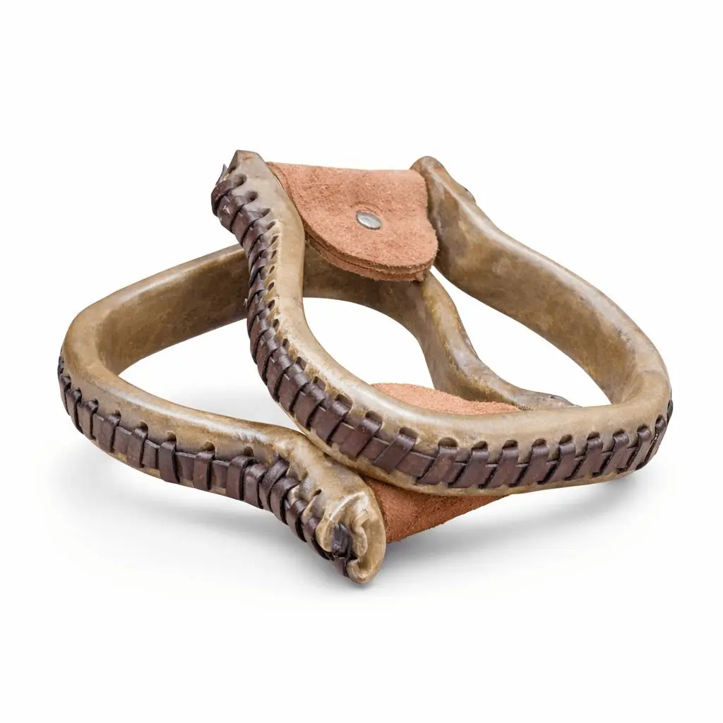 1” Flat Bottom Rawhide Oxbow Western Saddle Stirrups