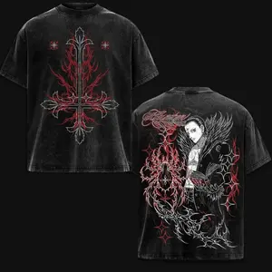 Hot Anime Hunter x Hunter Chrollo Clothing Men Women Short Sleeve Tshirts Washed Cotton Tee Oversized T-shirt Harajuku T Shirt