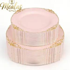 40-Piece Vintage Style Plates Set, Reusable Dinnerware Includes 20 10.25 Inch Plates & 20 Dessert Plates, Perfect for Home Parties Tableware